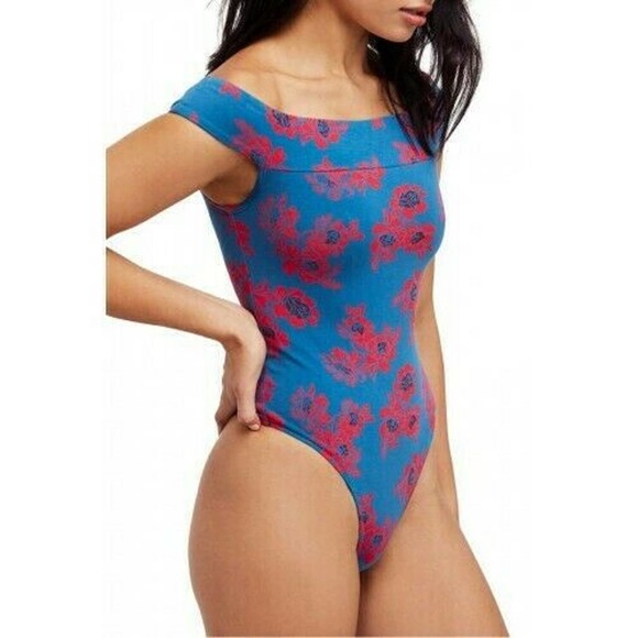 Free People Tops - Free People So Much Bodysuit Floral Teal Red